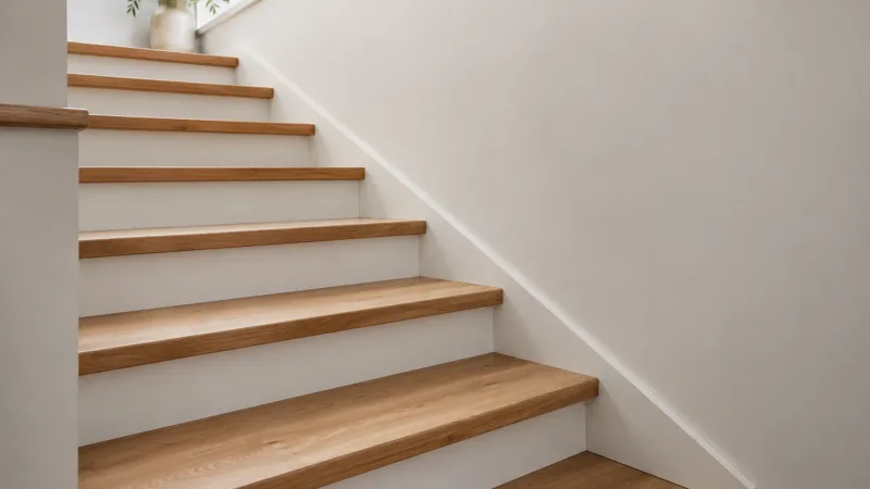 Ambiance d'un escalier bois et blanc