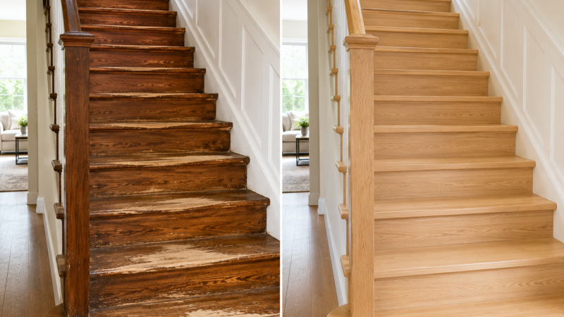 Rajeunir un escalier en bois : toutes les solutions selon votre situation Comparaison escalier rénové