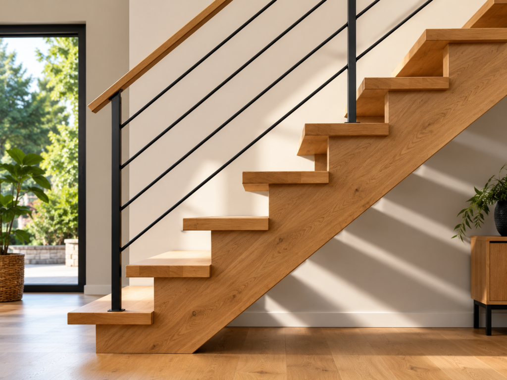 Escalier en bois avec limon