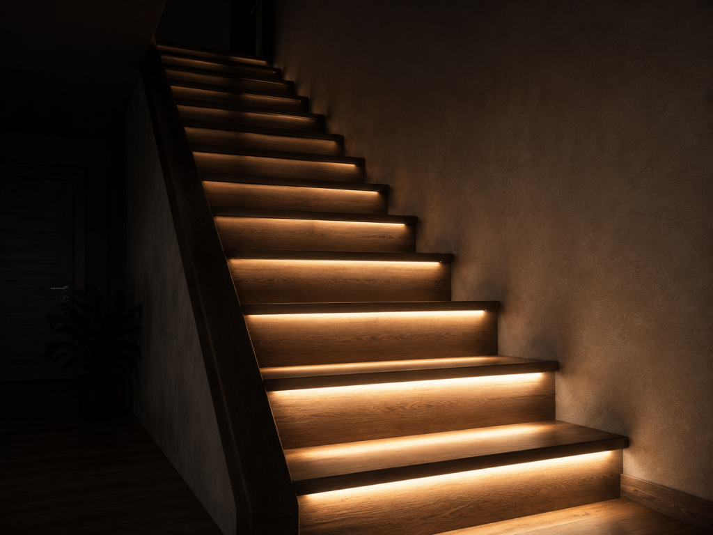Escalier avec éclairage LED