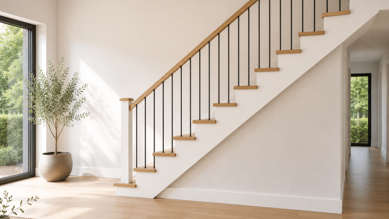 Escalier avec limon blanc