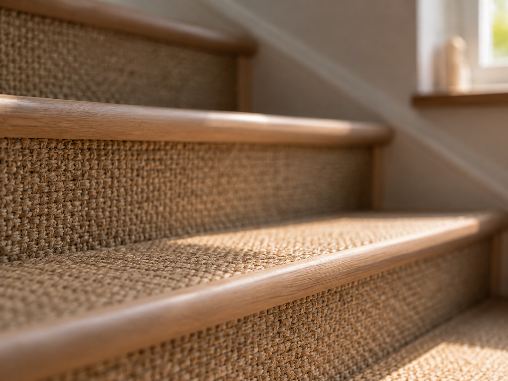 Escalier avec contremarches en sisal