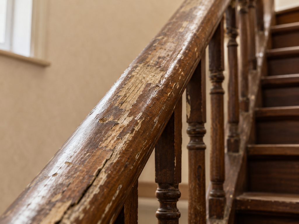 Escalier avec main courante à rénover