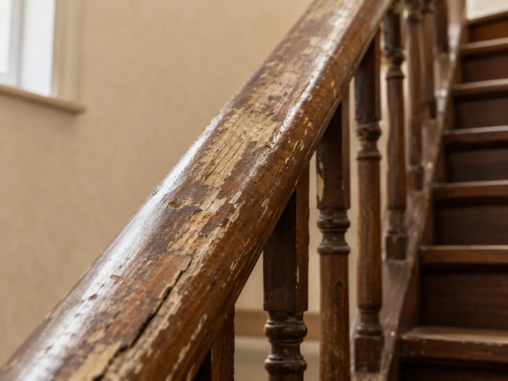 Escalier avec main courante à rénover