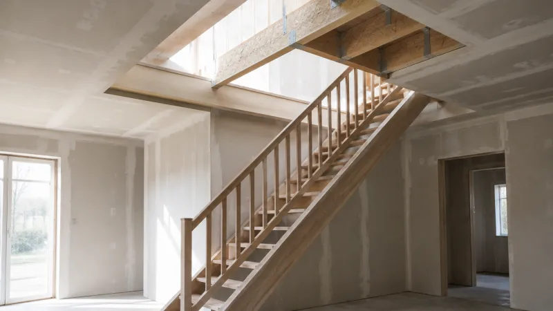 Escalier d'une maison en construction