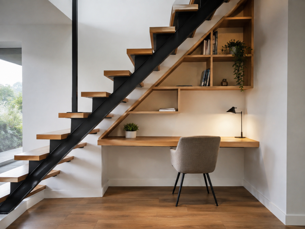 Escalier ouvert avec espace pour un bureau
