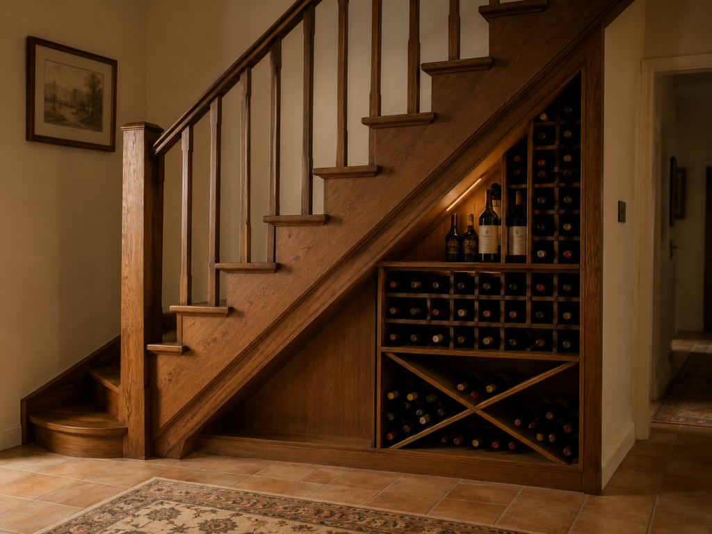 Escalier ouvert avec espace pour le vin