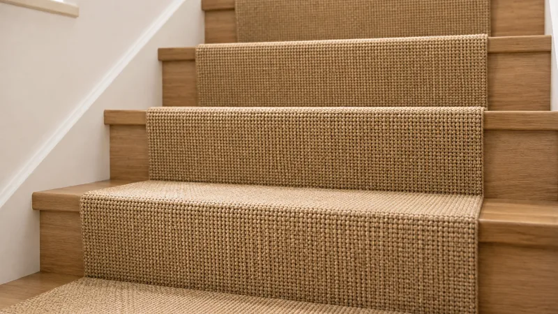Escalier avec tapis en sisal