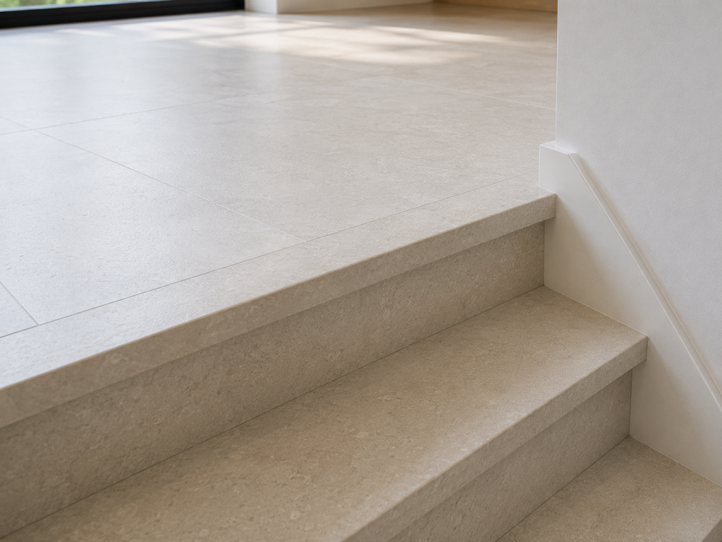 Marche palière d'escalier blanc