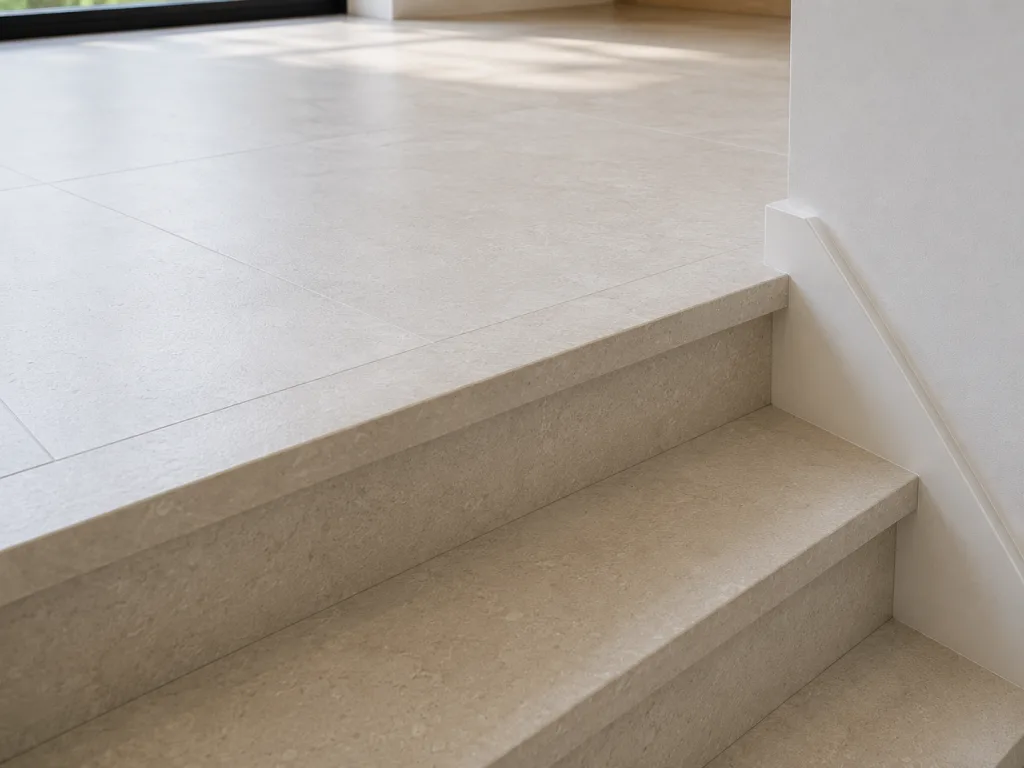 Marche palière d'escalier blanc