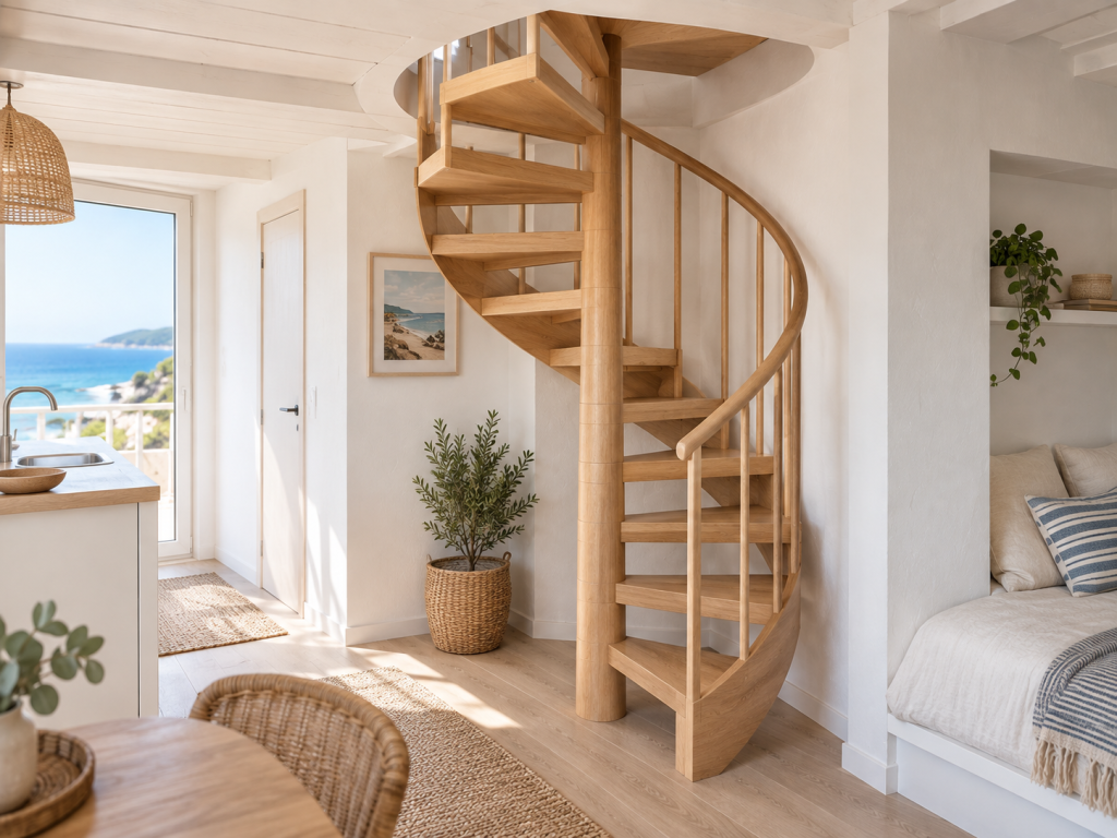Escalier en colimaçon en bois