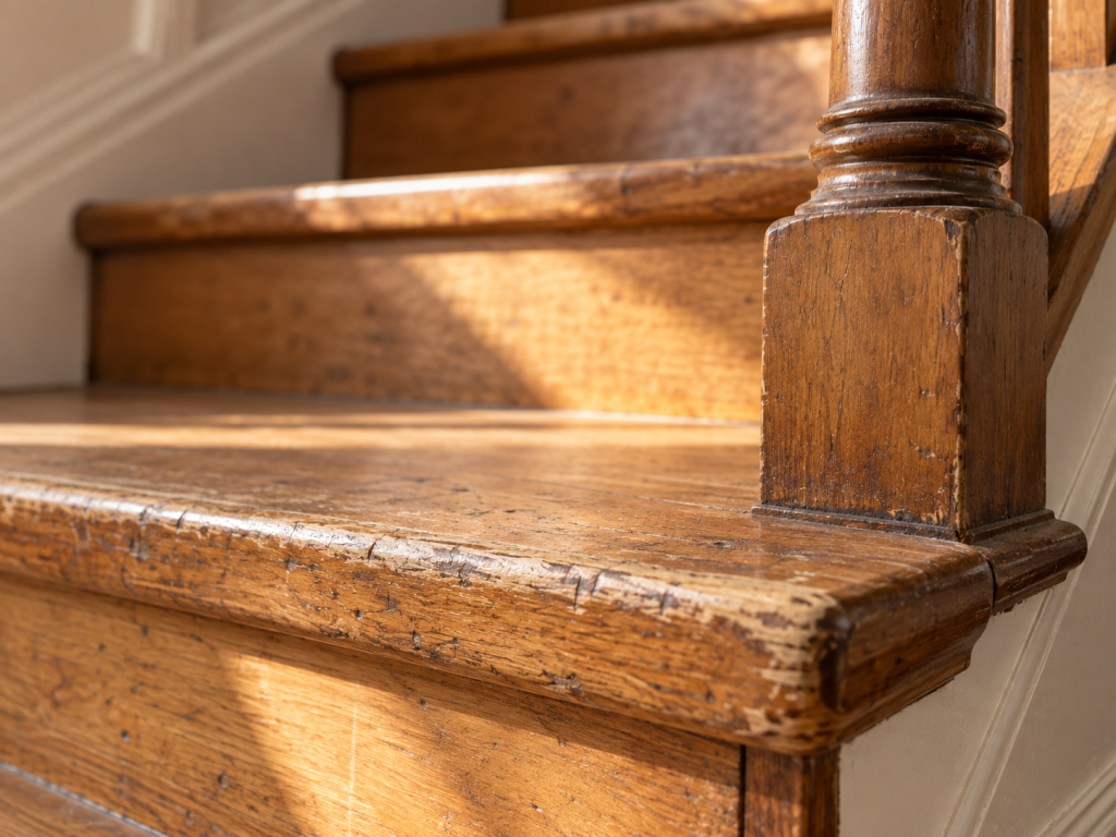 Escalier avec garde-corps abimé