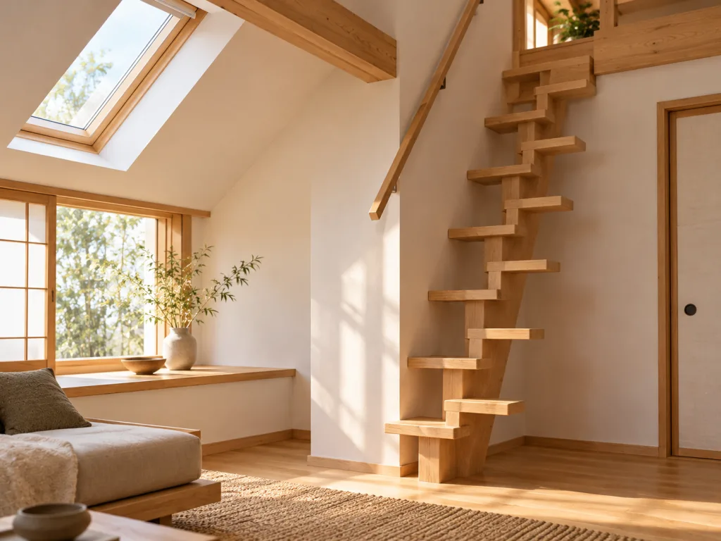 Escalier japonais menant aux combles