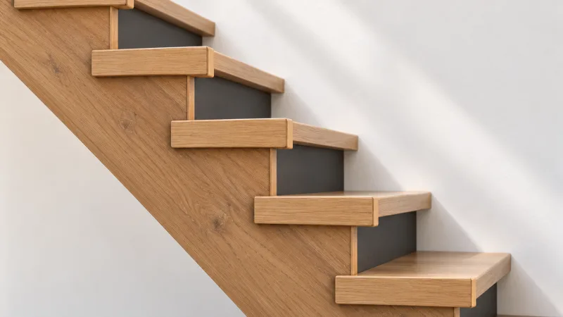 Retour de marche : définition, rôle et finition en rénovation d’escalier Escalier moderne avec retour de marche