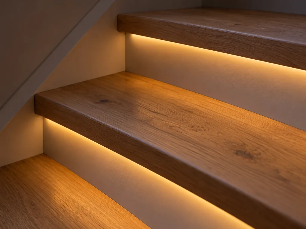 Escalier rénové et éclairé