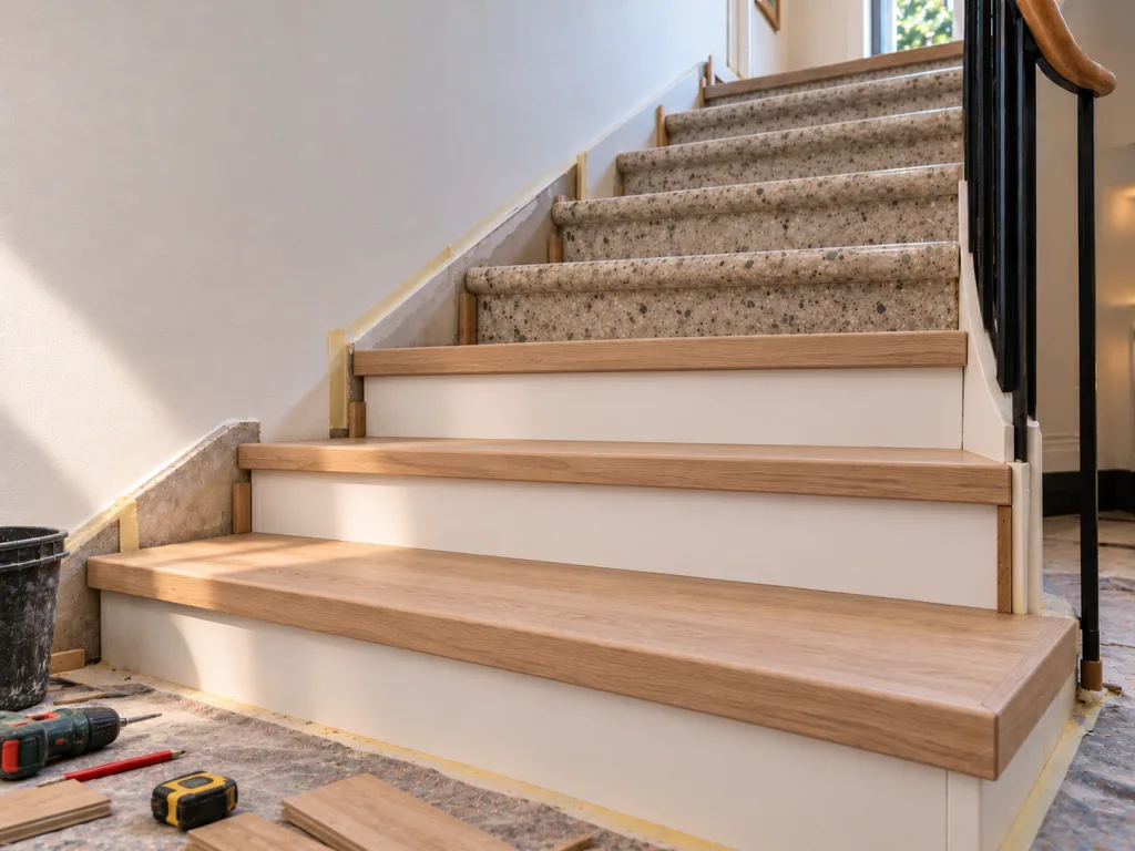 Rénovation d'escalier granito en cours