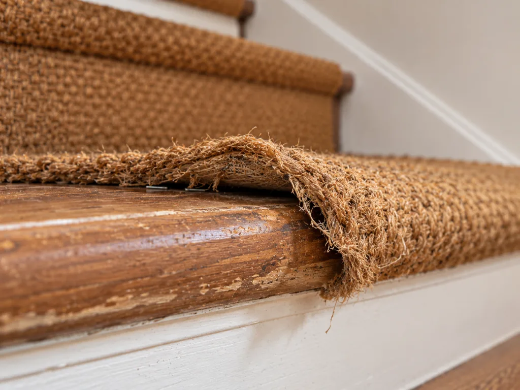 Tapis d'escalier en coco effiloché