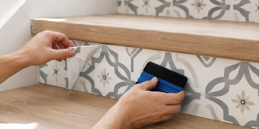 Application de sticker pour escalier