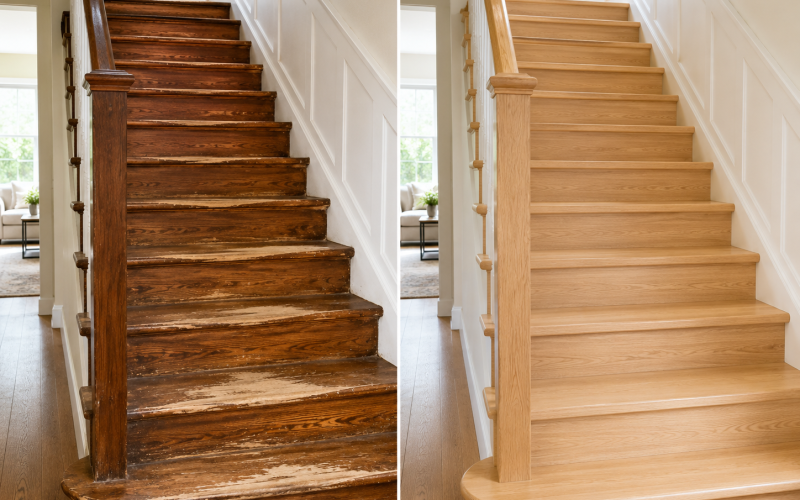 Comparaison escalier rénové