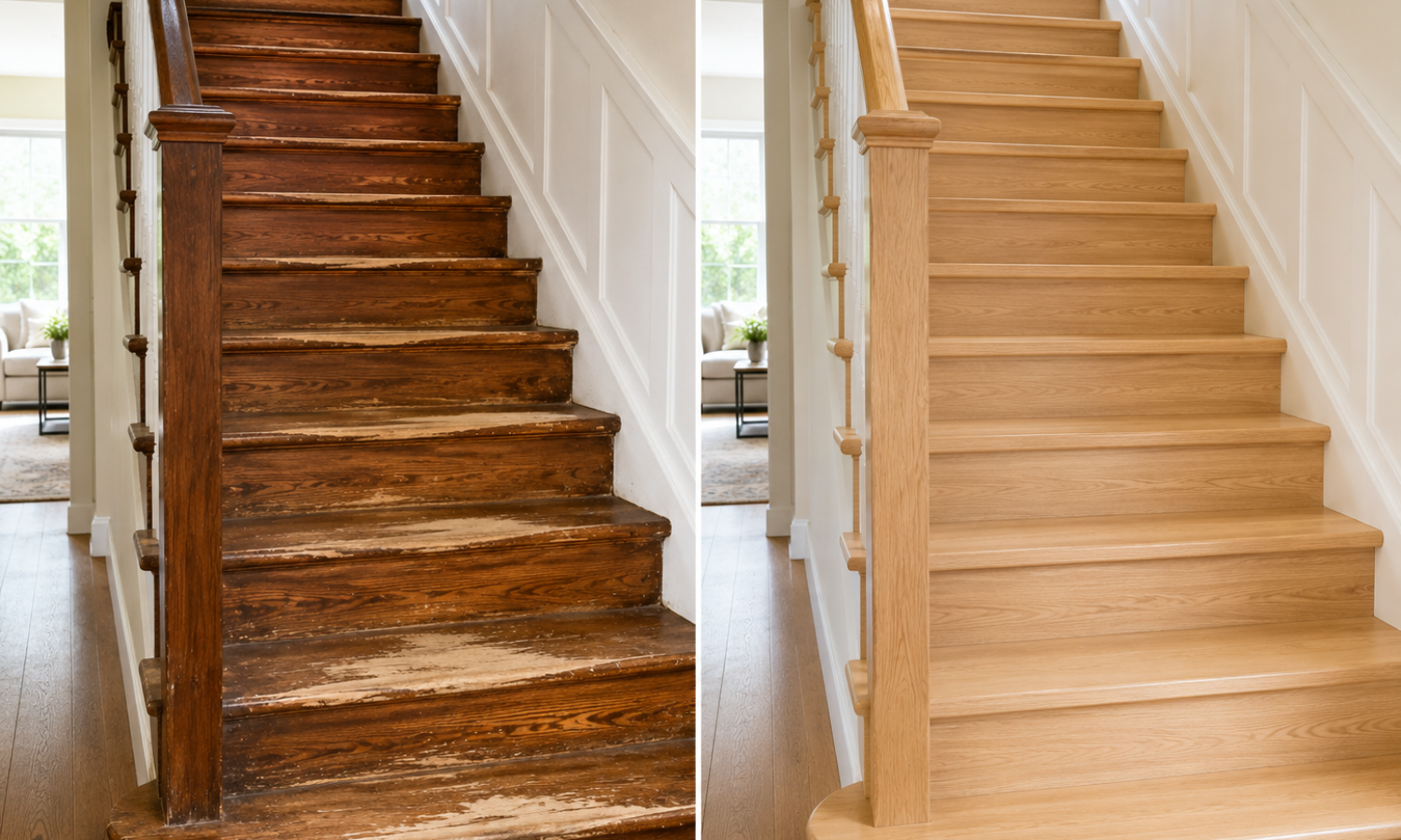 Comparaison escalier rénové