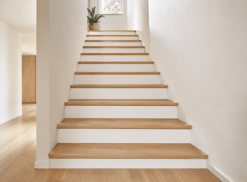 Escalier bicolore Bois et Blanc