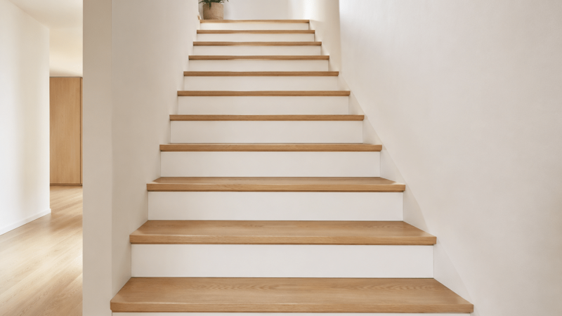Escalier bicolore Bois et Blanc