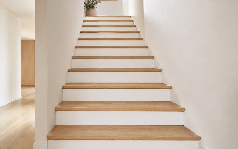 Escalier bicolore Bois et Blanc