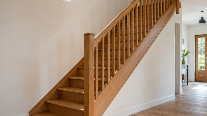 Escalier bois dans un hall d'entrée