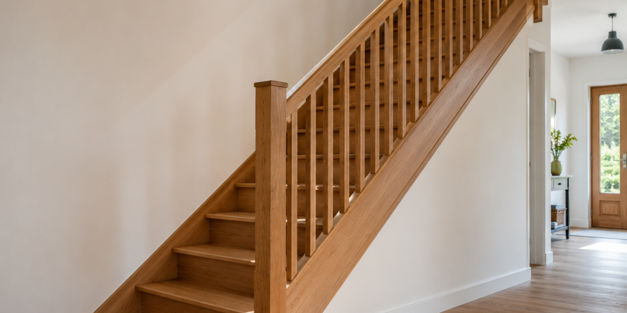 Escalier bois dans un hall d'entrée