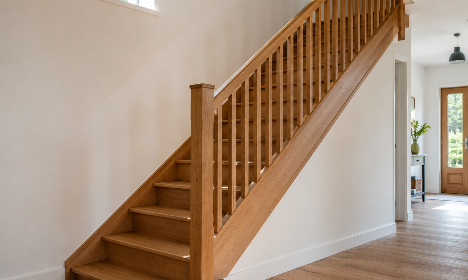 Escalier bois dans un hall d'entrée