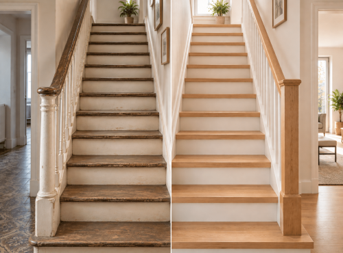 Escalier dans une entrée avant-apres