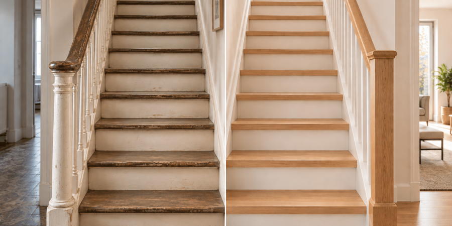 Escalier dans une entrée avant-apres