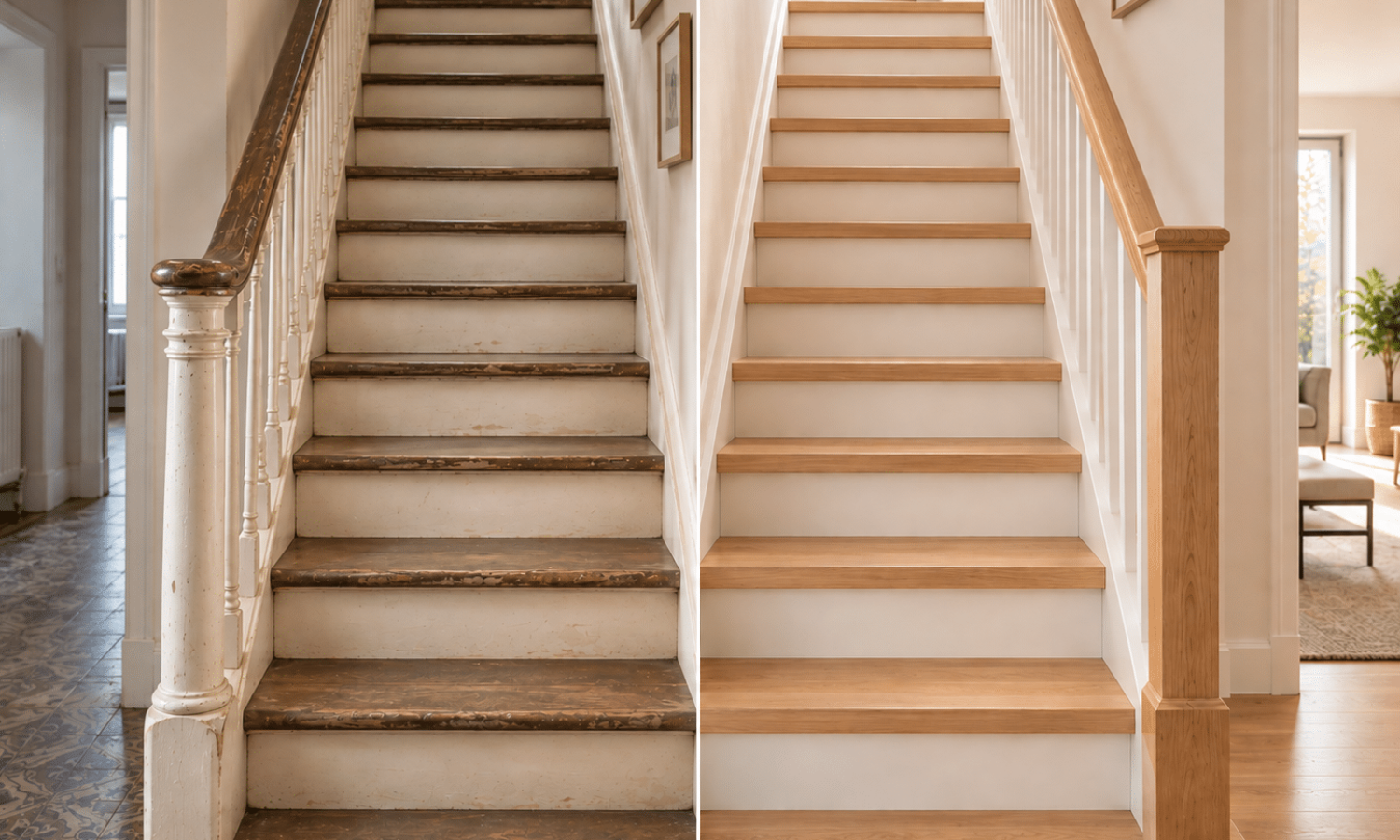 Escalier dans une entrée avant-apres
