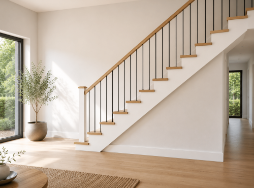 Escalier avec limon blanc
