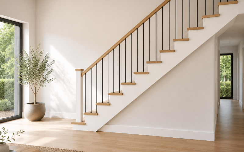 Escalier avec limon blanc