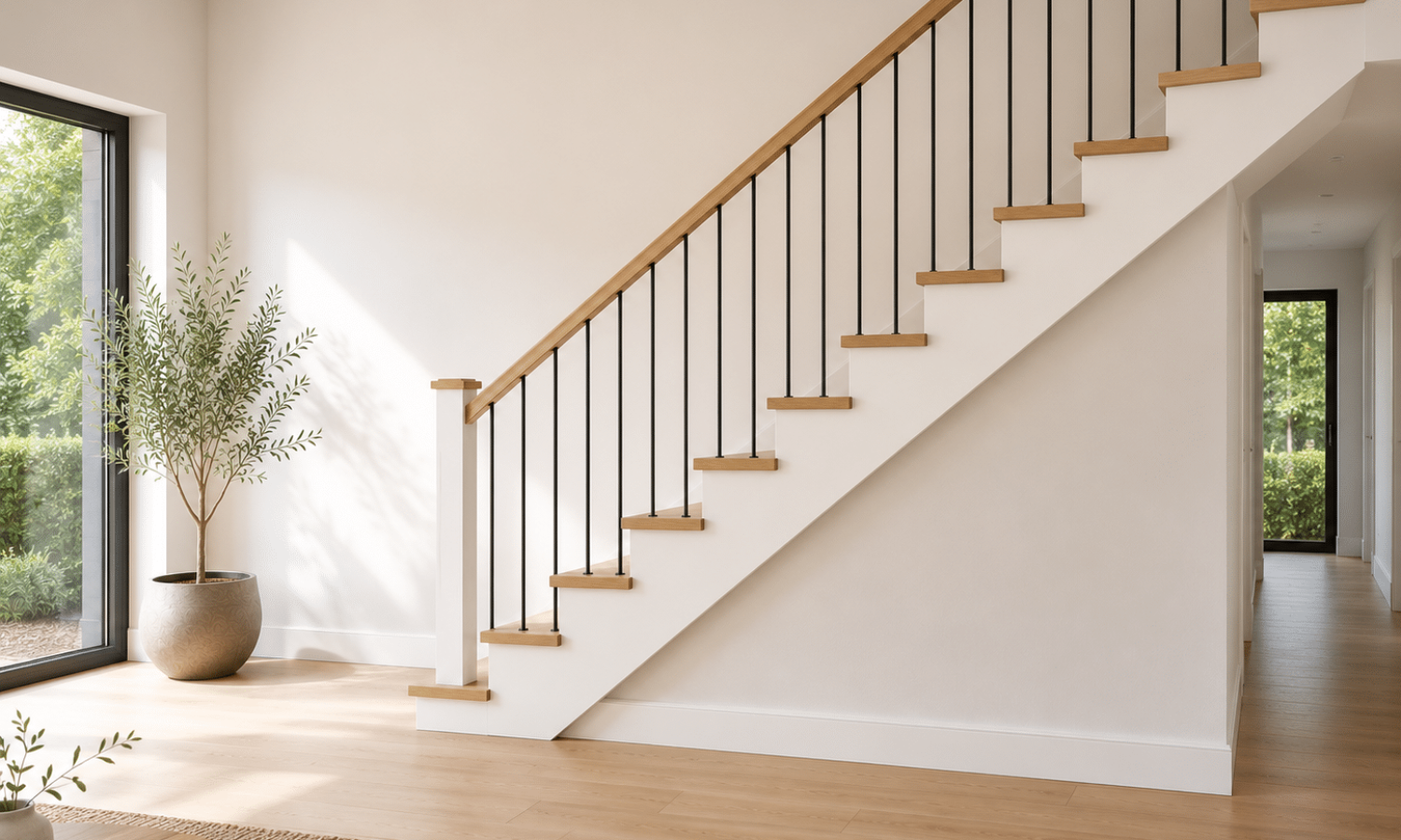 Escalier avec limon blanc