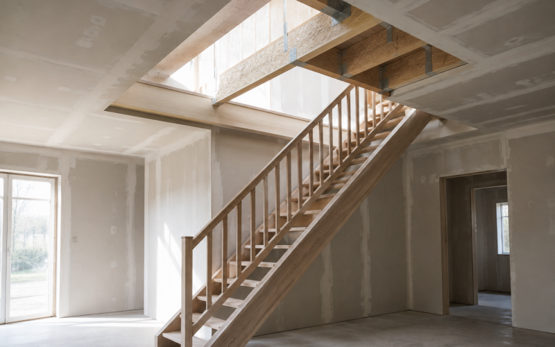 Escalier d'une maison en construction