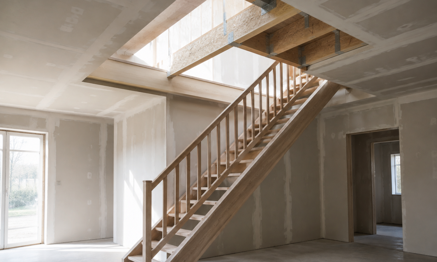 Escalier d'une maison en construction