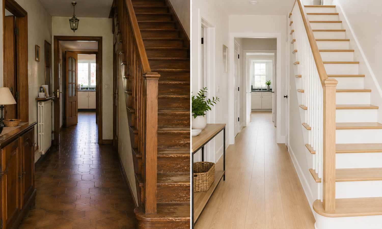 Escalier moche : avant-après