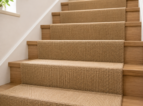 Escalier avec tapis en sisal