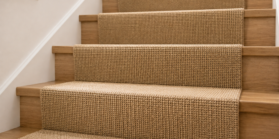 Escalier avec tapis en sisal