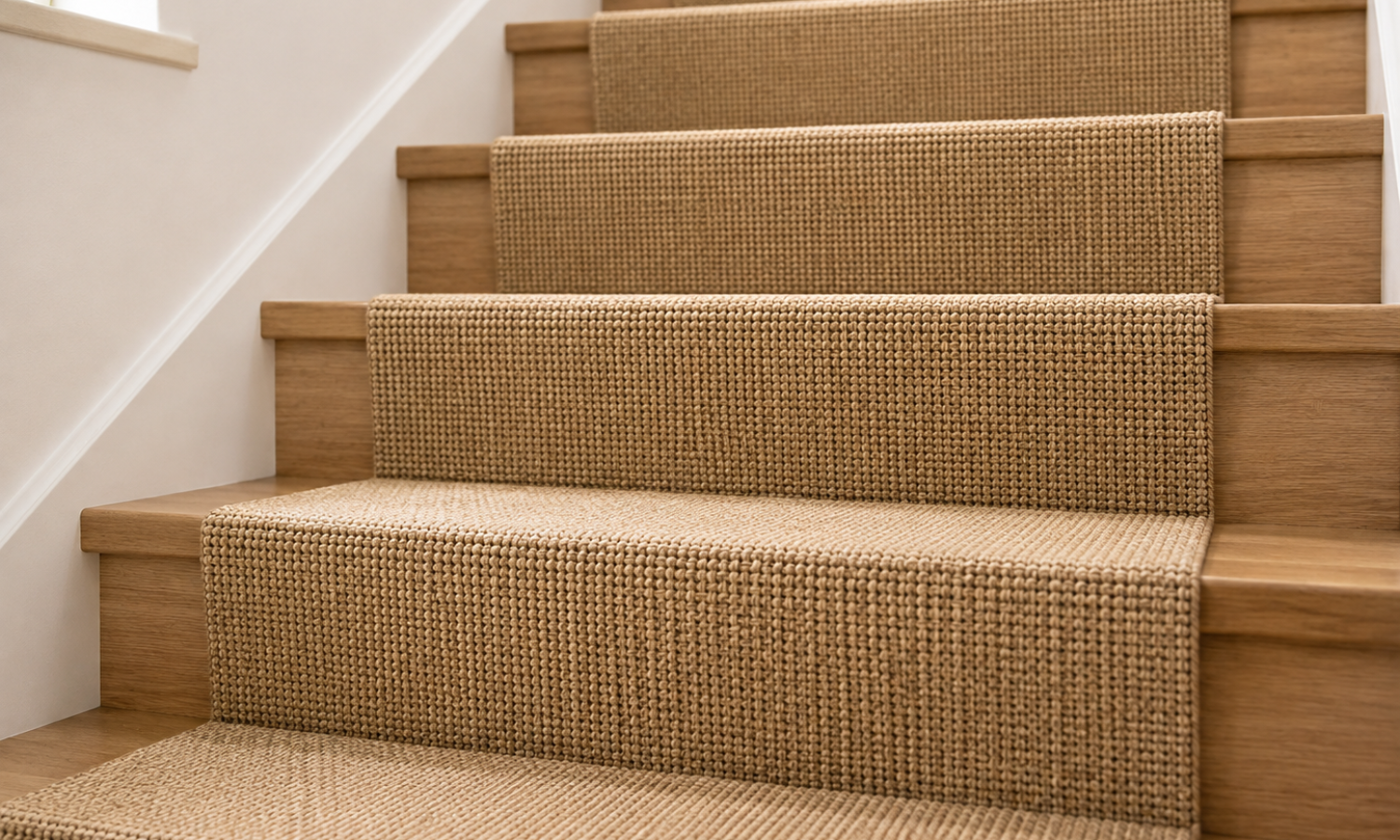 Escalier avec tapis en sisal