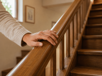 Main courante d'escalier en bois
