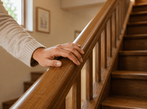 Main courante d'escalier en bois